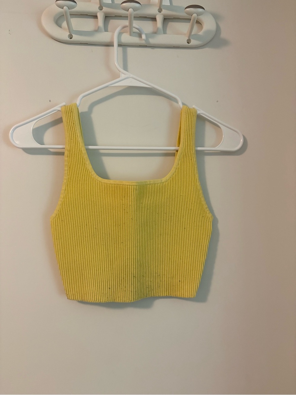 Babaton Yellow Ribbed Square-Neck Crop Tank